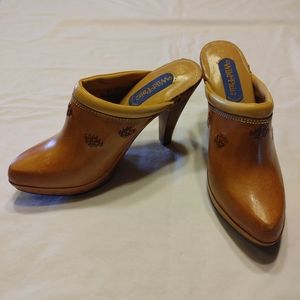 💫Vintage 70s Wood & Leather mules/clogs